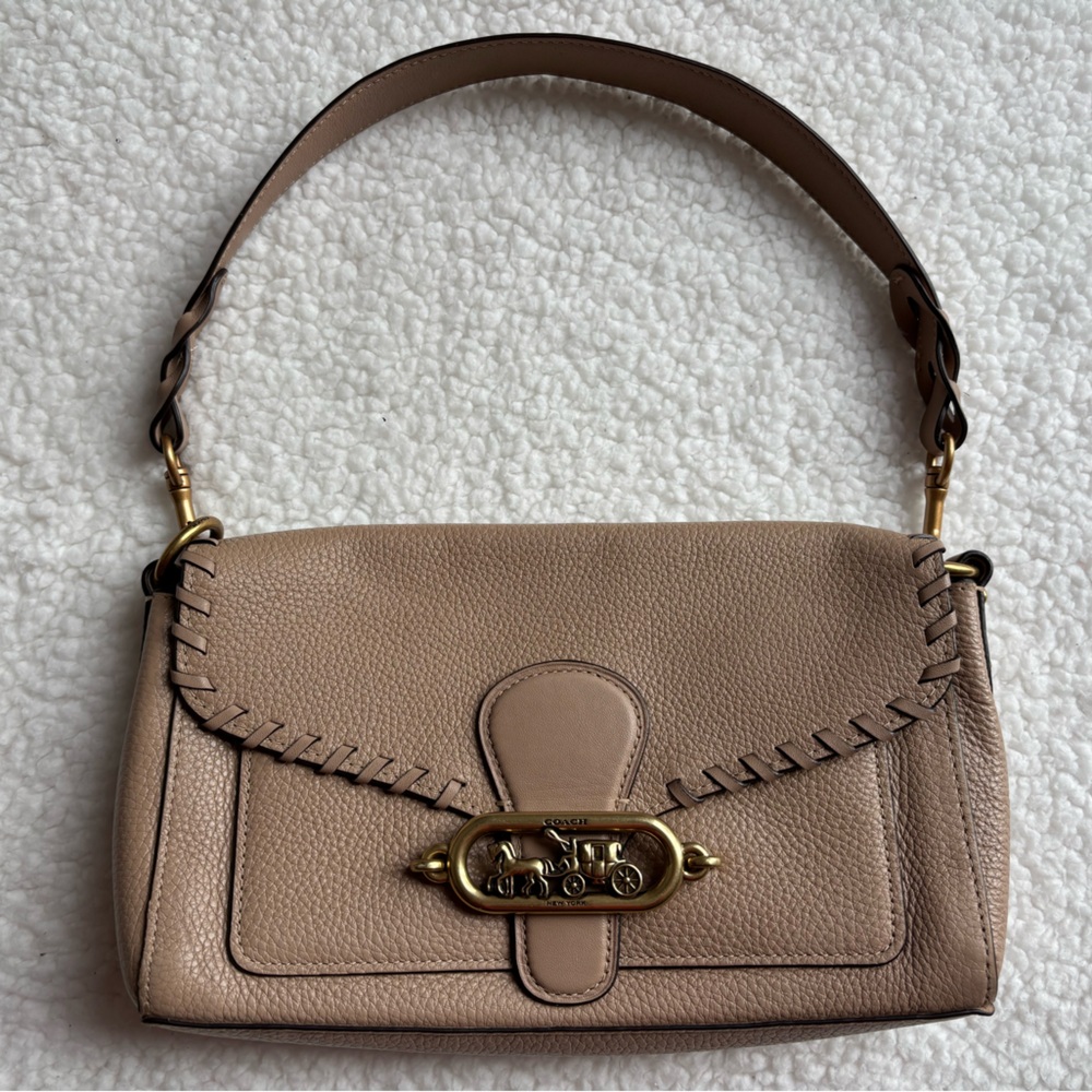 Coach Jade Leather Shoulder Bag Whipstitch - Horse Carriage Hardware (Tan/Beige)
